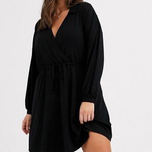 ASOS CURVE long sleeve wrap mini dress
